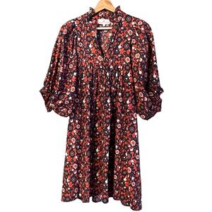 Never A Wallflower Womens Floral Babydoll Dress Size S Cottage Peasant Vacation